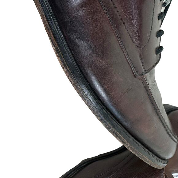 Johnston & Murphy Brown Leather Lace Up Almond Toe Dress Shoes Made In Italy 10M - Picture 5 of 14
